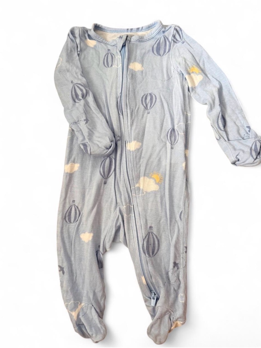 Carter's Light Blue Footed One-Piece with Hot Air Balloon Print